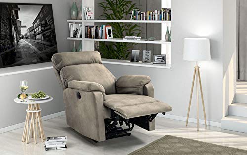 Dafne Italian Design Poltrona con Recliner Elettrico cm. (98 x 85 x 108h) - Materiale: Similpelle Grigio Chiaro