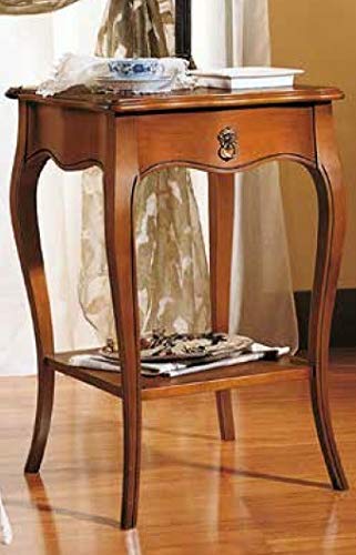 Dafne Italian Design Coppia di comodini, un cassetto, noce scuro -cm: 51 cm - 51 cm - H 76 cm - 0,20 Mc - Stile classico - 100% Made in Italy (GF17)