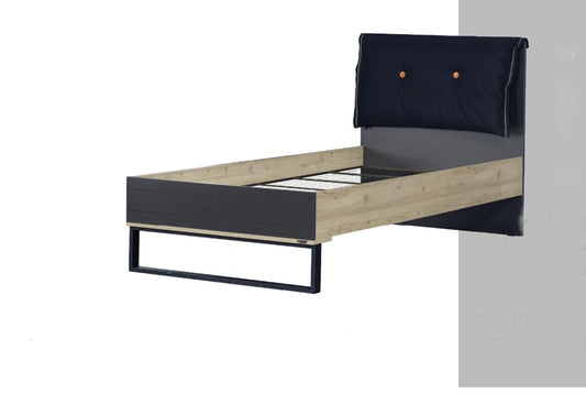 Dafne Italian Design Letto singolo Bossy colore legno e nero cm. 104 X 107 X 204 comprensivo di materasso cm. 100x200x25
