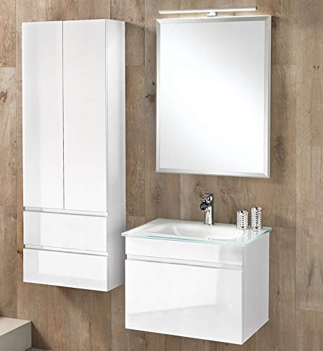 Dafne Italian Design Mobile da bagno con lavabo sospeso - cm. 61 x 47 x 190h. Colonna due ante e due cassetti: 140x50x24 (STMB)