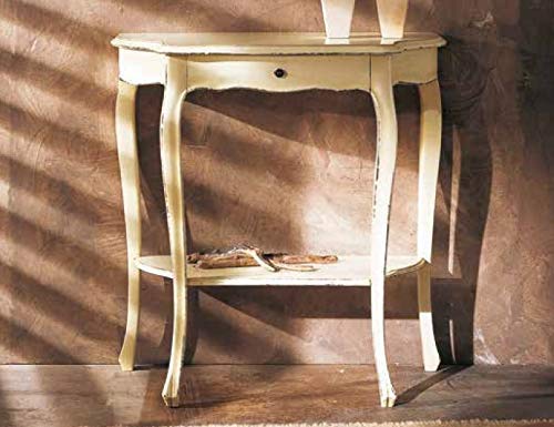 Dafne Italian Design 1 Consolle, un cassetto, colore bianco -cm: 70 cm - 35,5 cm - H 74 cm ? 0,18 Mc ? Stile classico - ? Gambe in massello toulipier - 100% Made in Italy (GF17)