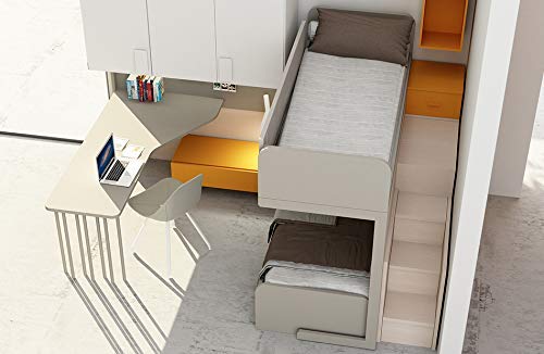 TUTTOCAMERETTE.IT - Cameretta completa per ragazzi ( 1 Letto a castello; 1 Letto singolo; 1 Scala; 1 Armadiatura a ponte; 1 Scrittoio; 1 Libreria ; 1 Com?; 1 Sedia ) 100 % Made in Italy (SF30)