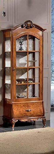 Dafne Italian Design Vetrina destra 1 anta 1 cassetto, noce scuro -cm: 80 cm - 44 cm - H 210 cm ? 0,85 Mc ? Stile classico - - 100% Made in Italy (SF17)
