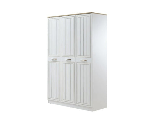 Dafne Italian Design Armadio tre ante XL Mango colore bianco e legno chiaro misura cm.135x209x61