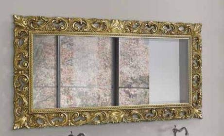 Dafne Italian Design Specchiera Stile Classico intarsiata Oro (cm. L. 140 - H. 73 - P. 4) (TVG)