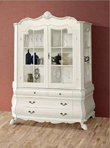 Dafne Italian Design Cristalliera olandese Laccata -cm:L 160 P 50 H 210 cm - 2 Ante - 4 Cassetti - in noce Laccato - 100% Made in Italy -(DF18)