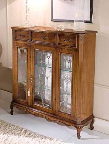 Dafne Italian Design Vetrinetta Stile Classico Noce (cm. L. 100 - P. 35 - H. 115) (TVG)