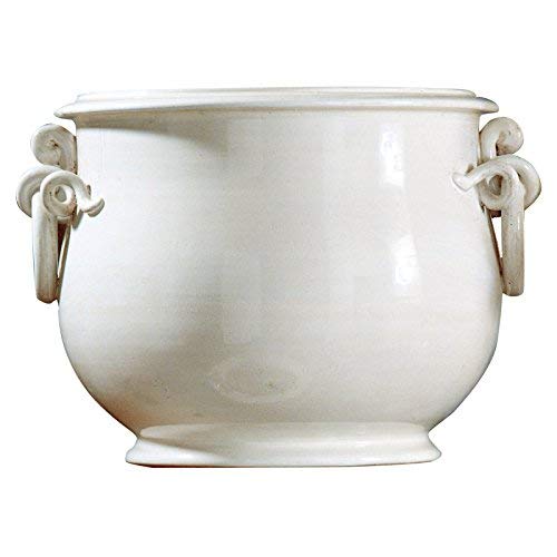 Portavaso, ciotola, centrotavola, portafrutta in ceramica bianca, fatto a mano in Italia.