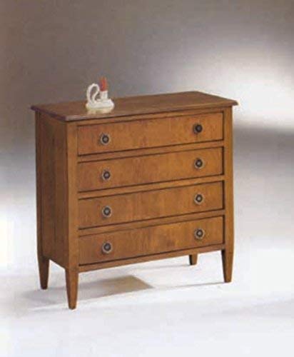 Dafne Italian Design Cassettiera -cm:L 80 P 38 H 80 cm - in noce - 4 cassetti - 100% Made in Italy -(DF18)