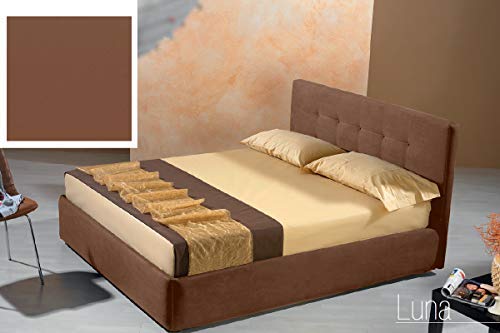 Dafne Italian Design Letto una piazza e mezza contenitore, similpelle lavabile, colore marrone - Dimensioni: Larghezza 136 x 220 x H 100 cm - per materasso 120 x 200. - 100% Made in Italy (SFI)