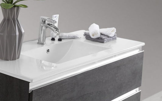 Dafne Italian Design Mobile da bagno Vichy colore grigio antracite, sospeso cm. 81x46x189 (base, lavabo, specchio)