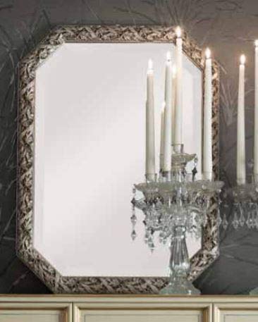 Dafne Italian Design Specchiera Stile Classico intarsiata Argento (cm. L. 57 - H. 77 - P. 3) (TVG)