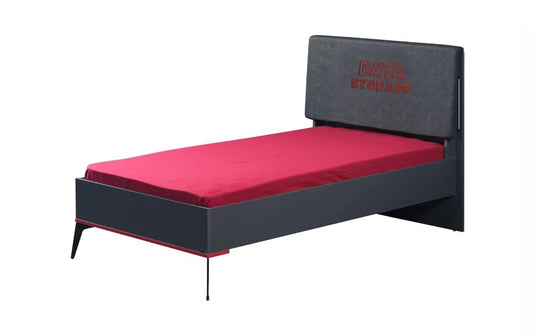Dafne Italian Design Letto uLetto una piazza e mezza Arcade colore grigio antracite e rosso cm. 134 X 109 X 210 comprensivo di materasso cm. 100x200x25comprensivo di materasso cm. 120x200x25
