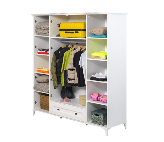 Dafne Italian Design Armadio quattro ante con specchi ed un cassetto Classe colore bianco misura 184x205x62 cm.