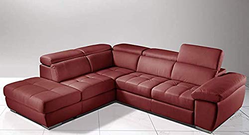 Dafne Italian Design Divano Letto angolare 3 posti con penisola a Sinistra. Similpelle Bordeaux (cm. 285 x 245 x 97h)