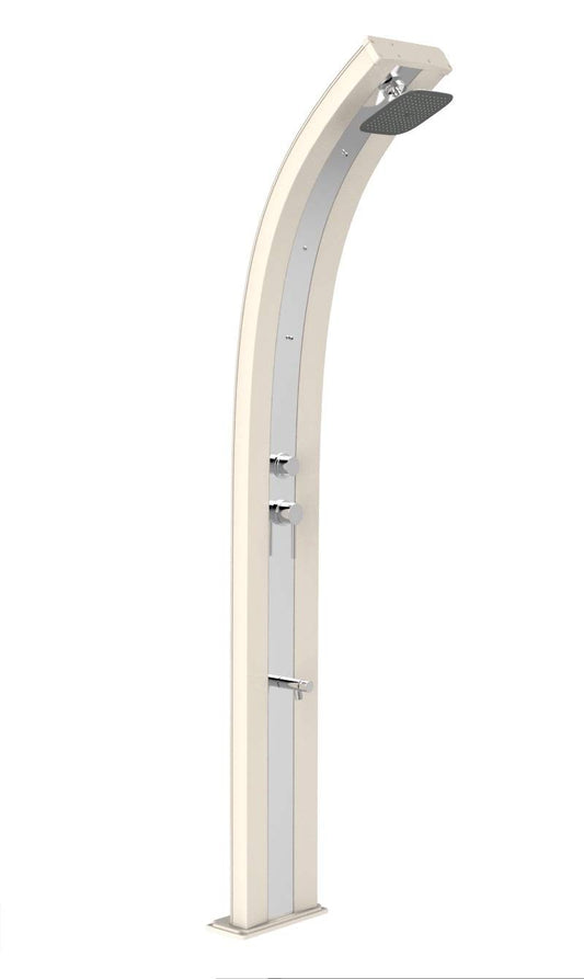 Doccia Solare da Giardino 40L Miscelatore Nebulizzatore e Lavapiedi Arkema Dada Fascia Inox Sabbia