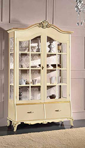 Dafne Italian Design Vetrina Stile Classico Bianco Laccato(cm. L. 125 - P. 44 - H. 213) (TVG)