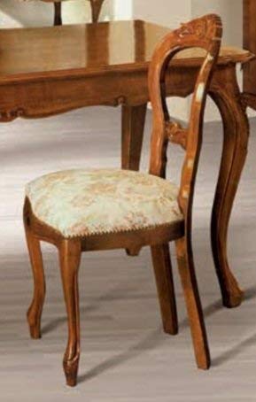 Dafne Italian Design Sedia imbottita -cm: L 47 P 46 H 100 cm H seduta 49 cm - Ricami stile classico - in noce - 100% Made in Italy -(DF18)