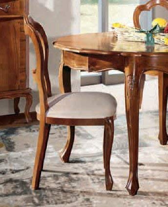 Dafne Italian Design Sedia imbottita -cm: L 48 P 47 H 96,5 H seduta 49 cm - Ricami stile classico - in noce - 100% Made in Italy -(DF18)