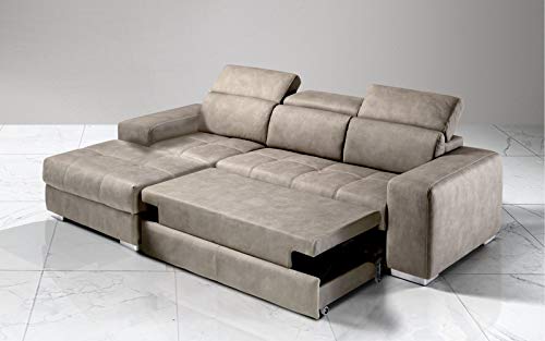 Dafnedesign.com - Divano angolare 3 posti - Colore: talpa - effetto nabuk - dimensioni: cm. 259 x 178 x 94h (STD)