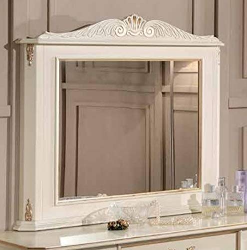 Dafne Italian Design Specchiera Stile Classico Laccata Bianca Oro (cm. L. 90 - H. 80 - P. 9) (TVG)