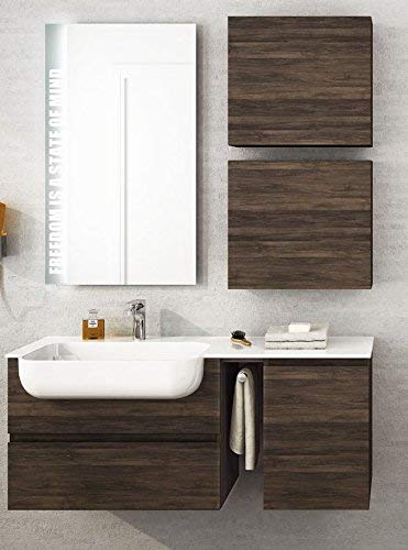 Dafne Italian Design Mobile da Bagno sospeso Misura: L.120 P.36 cm Finitura: Rovere Tabacco Top: Semincasso in Politek con Vasca Integrata, cassetti, Specchio con luci a LED - 100% Made in Italy