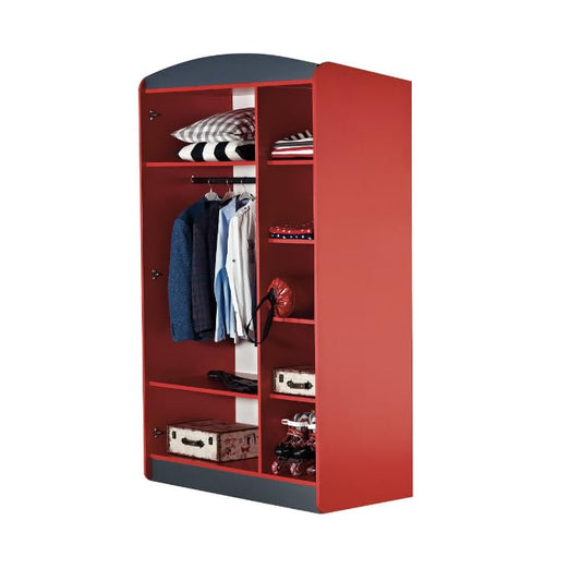 Dafne Italian Design Armadio tre ante Racing colore grigio antracite e rosso misura cm. 147x205x62