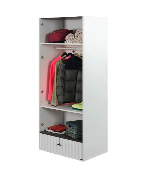 Dafne Italian Design Armadio due ante con appendiabiti interno moderno modello Coool, modulabile, colore bianco misura 89x205x63 cm.