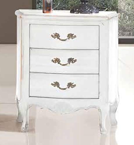Dafne Italian Design Coppia di comodini, tre cassetti, colore bianco -cm: 55 cm - 36 cm - H 60 cm - 0,13 Mc - Stile classico - 100% Made in Italy (GF17)