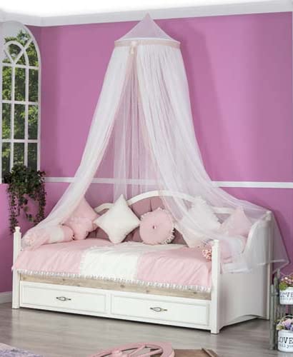 Dafne Italian Design TUTTOCAMERETTE.IT - Cameretta completa per ragazza e per bambina stile Chippendale bianca. Comprende letto, letto estraibile, materassi, armadio, toilette - [LVT]