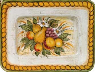 Dafne Italian Design Piatto da parete rettangolare in ceramica ornamentale - Dimensioni: 13,3 × 25,9 cm. Made in Italy.