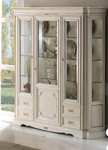 Dafne Italian Design Vetrina Stile Classico Bianco Laccato (cm. L. 203 - P. 49 - H. 220) (VGG)