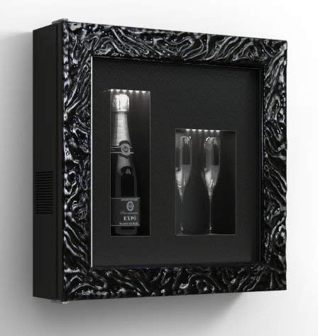 Cantinetta vino da parete per una bottiglia e vano neutro per 2 calici. / hpl Vetrocamera 20 mm . per bottiglia H324 D105 - peso 25 kg - (SF00)
