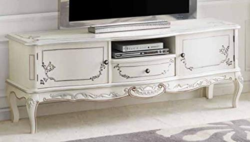 Dafne Italian Design Porta TV Stile Classico Noce Laccato Bianco (cm. L. 150 - P. 49 - H. 56) (TVG)
