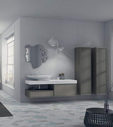 Mobile da bagno composizione completa moderna, finitura grigio opaco - base 2 cassetti 20x80x51, lavabo, specchio Musa, colonna 1 anta 40x160x40. Mobili di altissima qualit�. 100% Made in Italy (F2)
