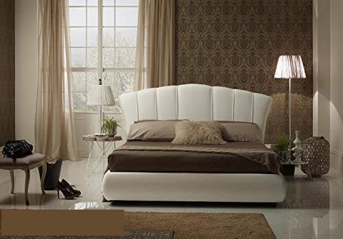 Dafne Italian Design Letto matrimoniale contenitore, similpelle lavabile, colore avorio - Dimensioni: Larghezza 203 x 224 x H 118 cm - per materasso 160 x 200. - 100% Made in Italy (SFI)