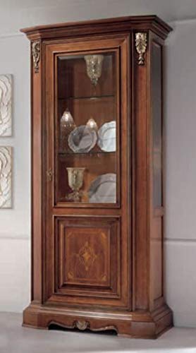Dafne Italian Design Vetrinetta Stile Classico con Decoro Argento (cm. L. 107 - P. 48 - H. 221) (VGG)