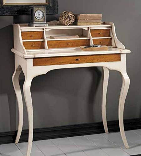Scrittoio da Studio Laccato Bianco, Stile Classico (cm. L. 78 - H. 94 - P. 50) (TVG)