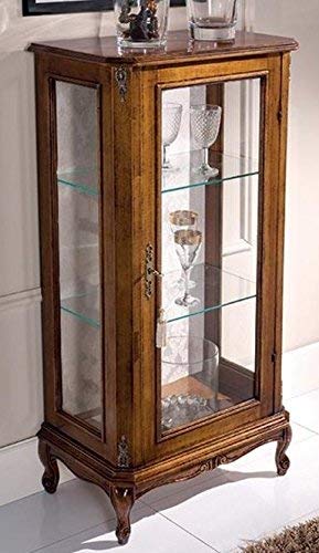 Dafne Italian Design Vetrinetta 1 anta, noce scuro, schienale tappezzato -cm: 58 cm - 35 cm - H 115 cm ? 0,30 Mc ? Stile classico - - 100% Made in Italy (SF17)