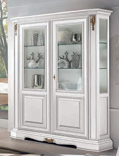 Dafne Italian Design Vetrina Stile Classico Laccato Bianco (cm. L. 177 - P. 48 - H. 221) (VGG)