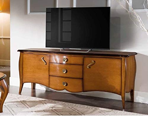 Dafne Italian Design 1 Base Porta Tv, noce scuro -cm: 166 cm - 44 cm - H 68 cm ? 0,56 Mc ? Stile classico - 100% Made in Italy (GF17)