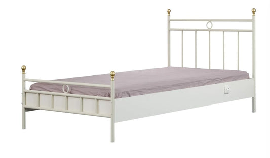 Dafne Italian Design Letto singolo in ferro battuto colore panna cm. 122 X 110 X 208 comprensivo di materasso cm. 100x200x25