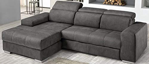 Dafnedesign.com - Divano angolare 3 posti - Colore: nero - effetto nabuk - dimensioni: cm. 259 x 178 x 94h (STD)