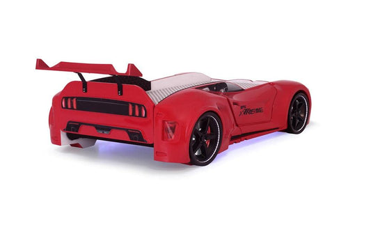 Dafne Italian Design TUTTOCAMERETTE.IT - Letto a forma di auto sportiva, singolo contenitore colore rosso SPX XTREME con controller e musica, materasso incluso.