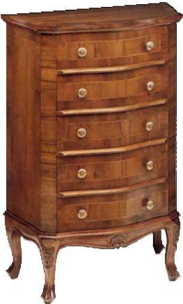 Dafne Italian Design Cassettiera -cm: L 68 P 36 H 99 cm - in noce - 5 cassetti - 100% Made in Italy -(DF18)