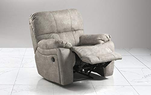 Dafne Italian Design Poltrona relax - grigio chiaro - similpelle - Poltrona con recliner manuale. - cm. 109 x 105 x 105h (STD)