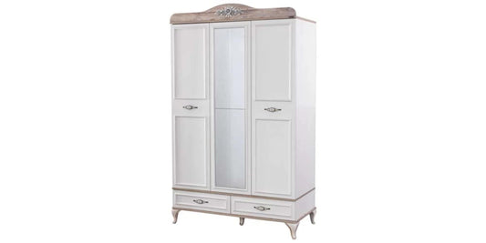 Cameretta da neonata Bianca Stile Classico con Letto evolutivo