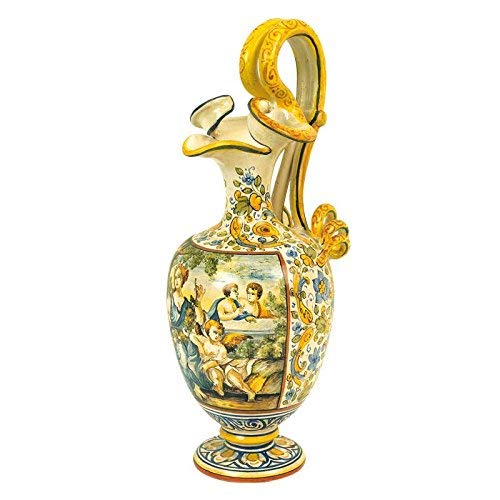 Dafne Italian Design Vaso Anfora dipinto a mano in ceramica artistica di Castelli Italia H cm 42 Serie Aulica