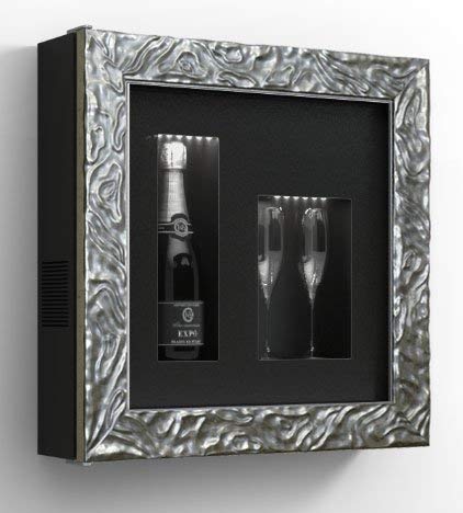 Cantinetta vino da parete per una bottiglia e vano neutro per 2 calici. / hpl Vetrocamera 20 mm . per bottiglia H324 D105 - peso 25 kg - (SF00)