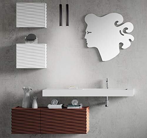 Dafne Italian Design Mobile da bagno sospeso stile moderno completo, top integrato con vasca, finitura laccato bianco e mattone opaco - specchio, cubi sospesi - 100% Made in Italy